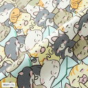 犬 猫 柄 綿 ポリ 生地 手芸用 全13種 長さ約2m 幅約160cm 猫詰めブルー (猫詰めブルー)