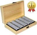 【楽天ランキング1位入賞】木製 コイン コレクション ケース 径5種対応 ボックス 硬貨 記念 収納 コインカプセル付き( 50枚)