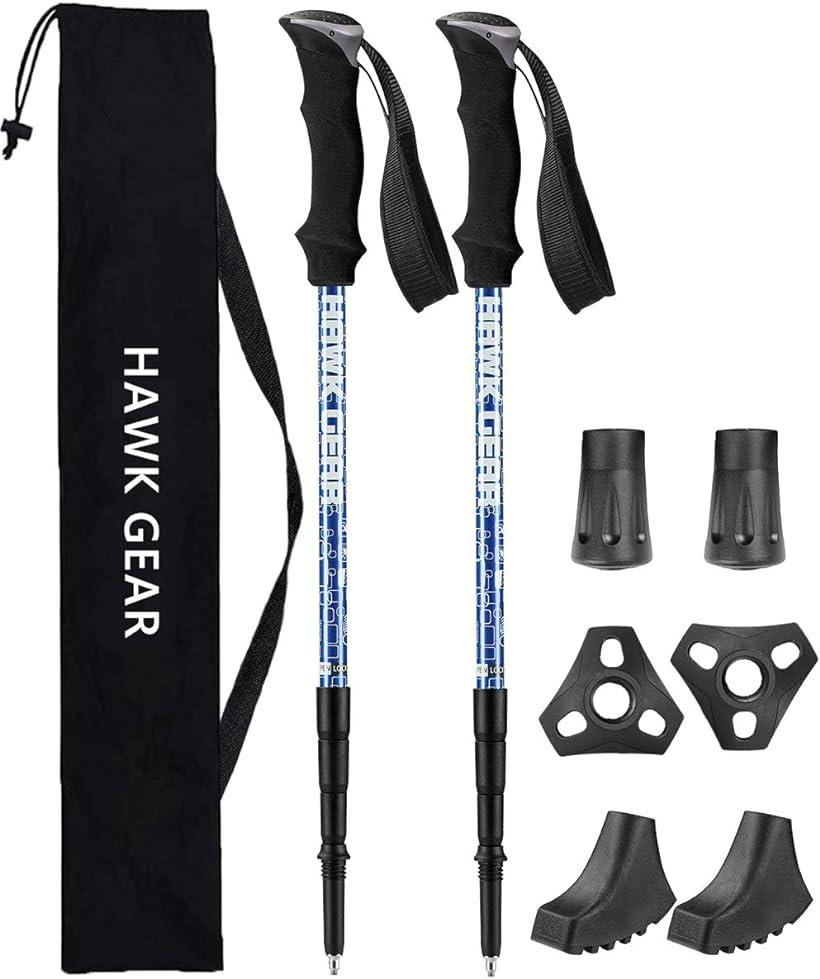 ＼数量限定！レビュー特典あり／[HAWK GEAR (ホークギア)] 登山ストック トレッキングポール 軽量 2本..