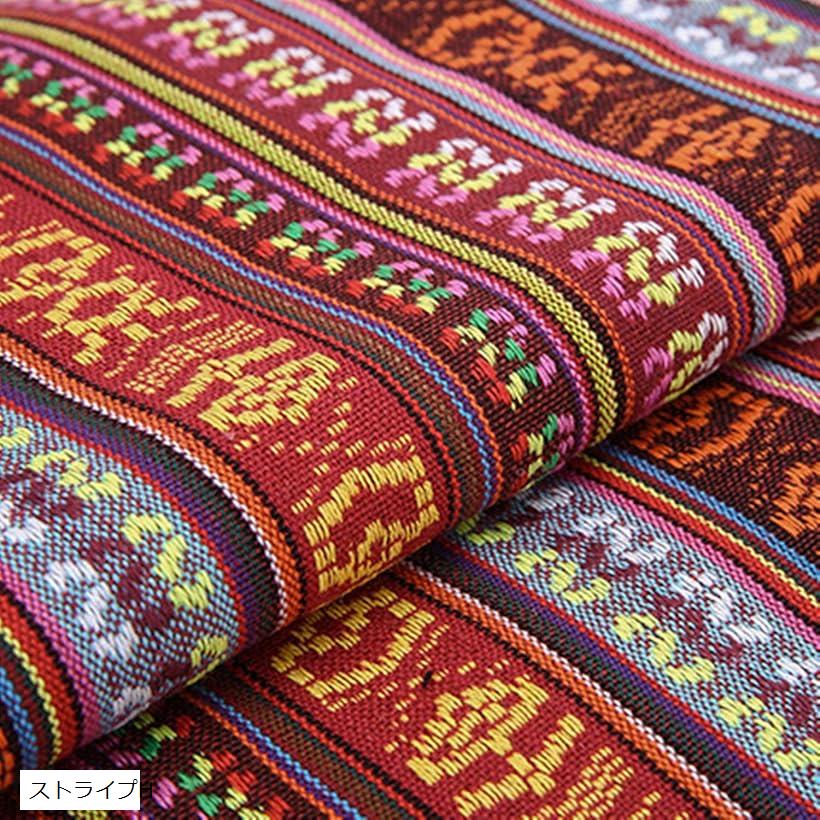 全10種 民族 調 柄 生地 綿 手芸用 布 約2m 幅150cm ストライプH (ストライプH)