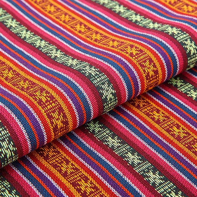 全10種 民族 調 柄 生地 綿 手芸用 布 約2m 幅150cm ストライプF (ストライプF)