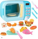 電子レンジ おもちゃ おままごと キッチン 子供 玩具 音 回る 子ども 31pcs( 青)