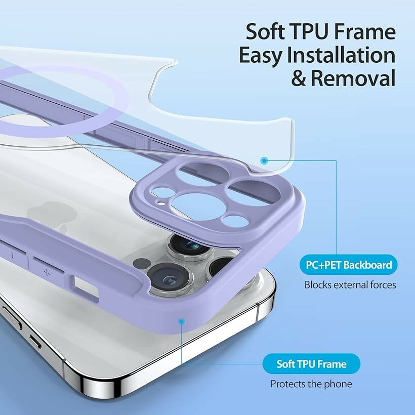 iPhone ケース 手帳型 ワイヤレス充電対応 薄型 PUレザー 背面 クリア カード入れ (パープル, iPhone 14 Pro Max)