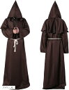 morytrade 僧侶服 コスプレ 神父 修道士 霊媒師 牧師 中世 衣装 仮装 ハロウィン(ブラウン, XL)
