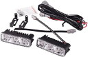 【全品P5倍★4/24 20時～】HTharros led ライト 12V バイク 車 デイライト フォグランプ 取付ステー 付き 3連 左右 ホワイト 2個 セット