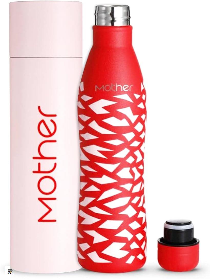 水筒 ステンレスボトル 保温 保冷 魔法瓶 木を植える支援 くびれ 500ml Neo Hippy 赤 (赤, 500ml)