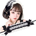 ゴスロリ カチューシャ ロリータ ヘッドドレス 髪飾り リボン(ブラック, Free Size)