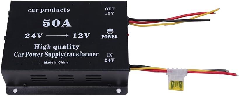 DCDC コンバーター 電圧 変換器 24V→12V 変圧器 デコデコ ヒューズ付 過電圧保護 バックアップ 機能付 大型車 トラック 車 (50A)