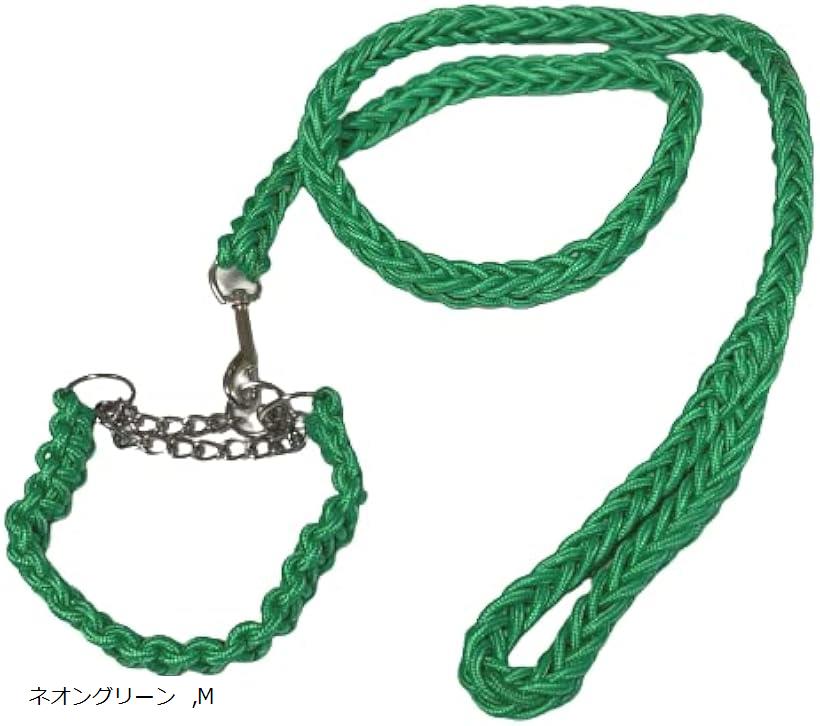 【楽天スーパーSALE 20%OFF】【楽天ランキング1位入賞】犬 パラシュートコード リード首輪セット パラコード ハーフチョーク 中型犬 大型犬 MDM( ネオングリーン, M)のサムネイル