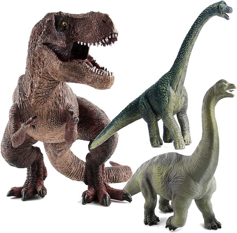 恐竜 おもちゃ ブラキオサウルス ティラノサウルス フィギュア きょうりゅう 6+ ブラキオサウルス2体＋赤Trex