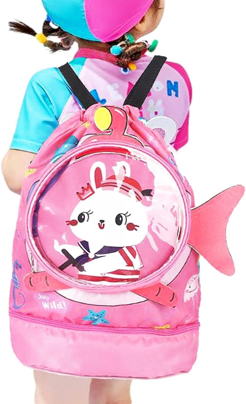 ミャオッティ スイミングバッグ プールバッグ リュック キッズ 子供用 男の子 女の子 ナイロン 水泳用バッグ ピンク( Pink, ワンサイズ)