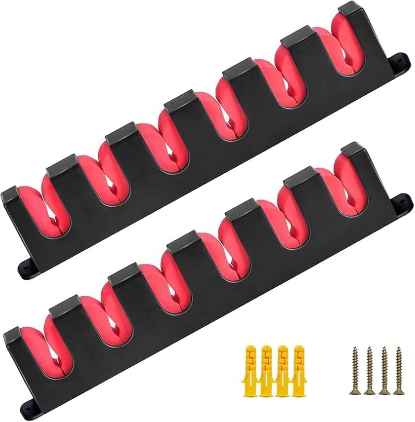 【楽天ランキング1位入賞】ロッド スタンド 釣り竿 ラック ロッドホルダー 収納 クリップ 釣竿 ディスプレイ 壁掛け 横置き 赤 レッド 6本(red, 32x65x3)