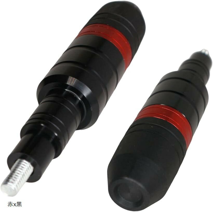 バイク 汎用 M8 エンジン スライダー アクスル マフラー フレーム プロテクター ガード 2 本 セット アルミ レッド 赤 スペーサ 黒 13.5cm x 3.2cm (赤x黒, 13.5cm x 3.2cm)