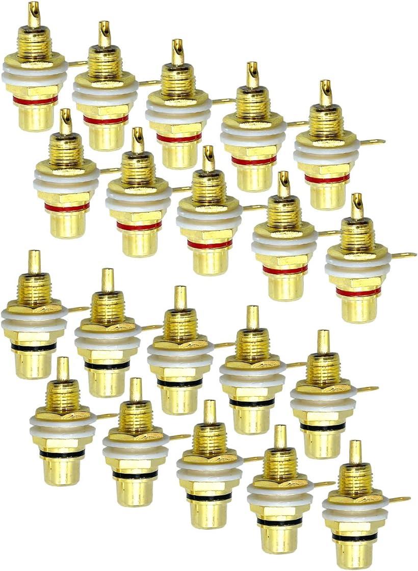 RCA ジャック 金メッキ メス コネクタ 自作 真空管 アンプ オーディオ 端子 赤 レッド 黒 ブラック 各 ..