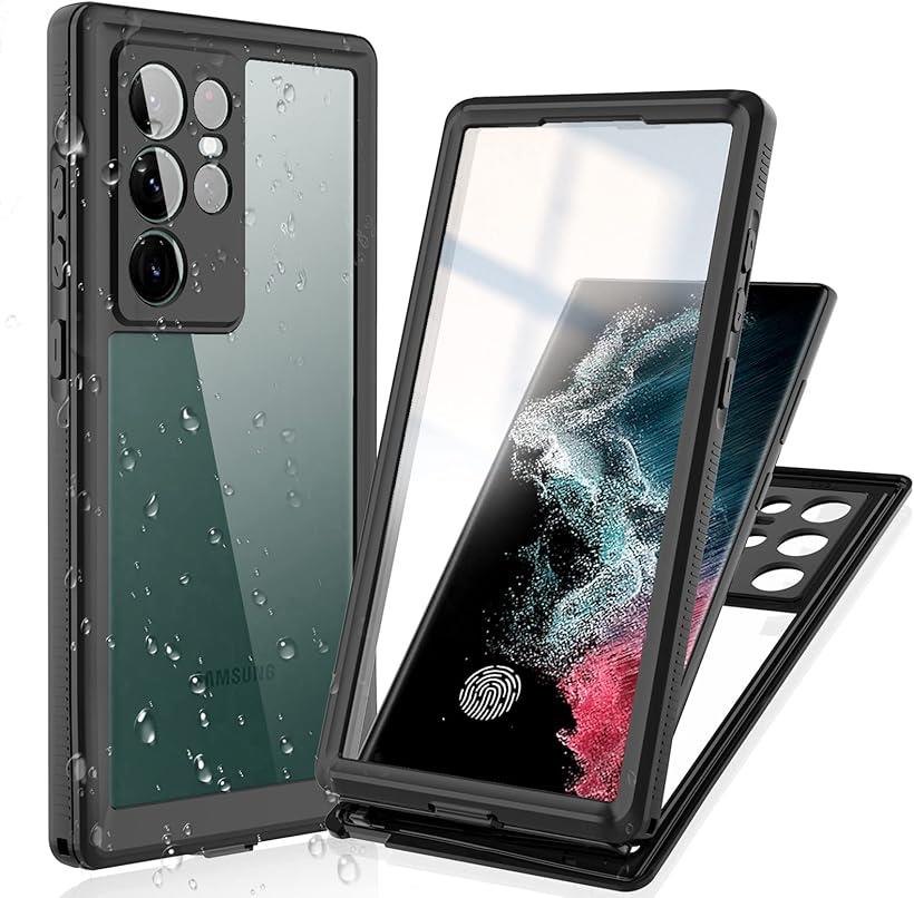 SamsungGalaxyS22Ultra スクリーンプロテクター 防水ケース フルボディ重防御 耐衝撃 防塵 落下防止 ブラック(ブラック)