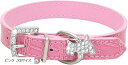 犬首輪 犬の首輪 犬用訓練首輪 小型 中型 ペット用品 合皮 弾力性 ソフト PUレザー ラインストーン 調整可能 (ピンク, XSサイズ)