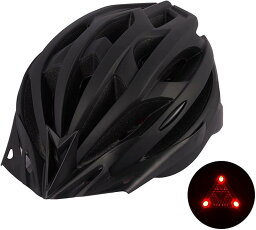 ISAK 自転車用 ヘルメット 安全 サイクルヘルメット スポーツヘルメット LED安全ライト/パラソル付き 自転車ヘルメット 55-62cm調整可能 大人用 Black( ブラック, ワンサイズ)