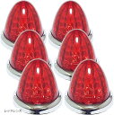24V トラック用 LED マーカーランプ サイド 8面クリスタルカット仕様 16LED メッキリング 汎用 6個 セット(レッドレンズ)