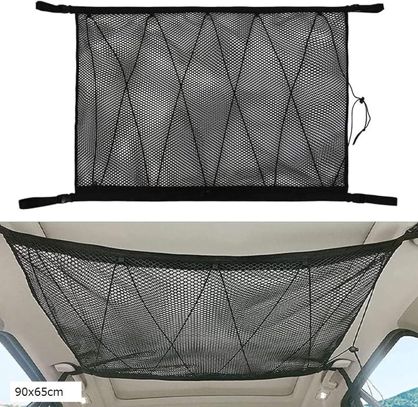車 収納 天井 ネット ラゲッジネット 車内収納 天井収納 ルーフネット メッシュネット ゴムバンド式 90..