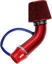 エアフィルター セット 口径 吸気管 自動車用 アルミ製 エアインテーク パイプ 汎用 クリーナー パーツ エンジン ダクト 吸気効率 アップ エンジン(レッド)