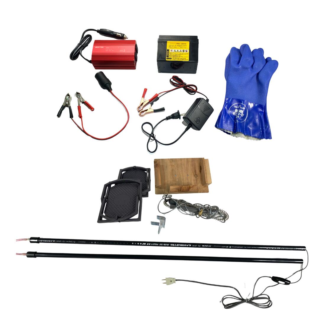 2本槍電気止め刺し機　箱罠/くくり罠兼用・鼻くくりセット　（新仕様）