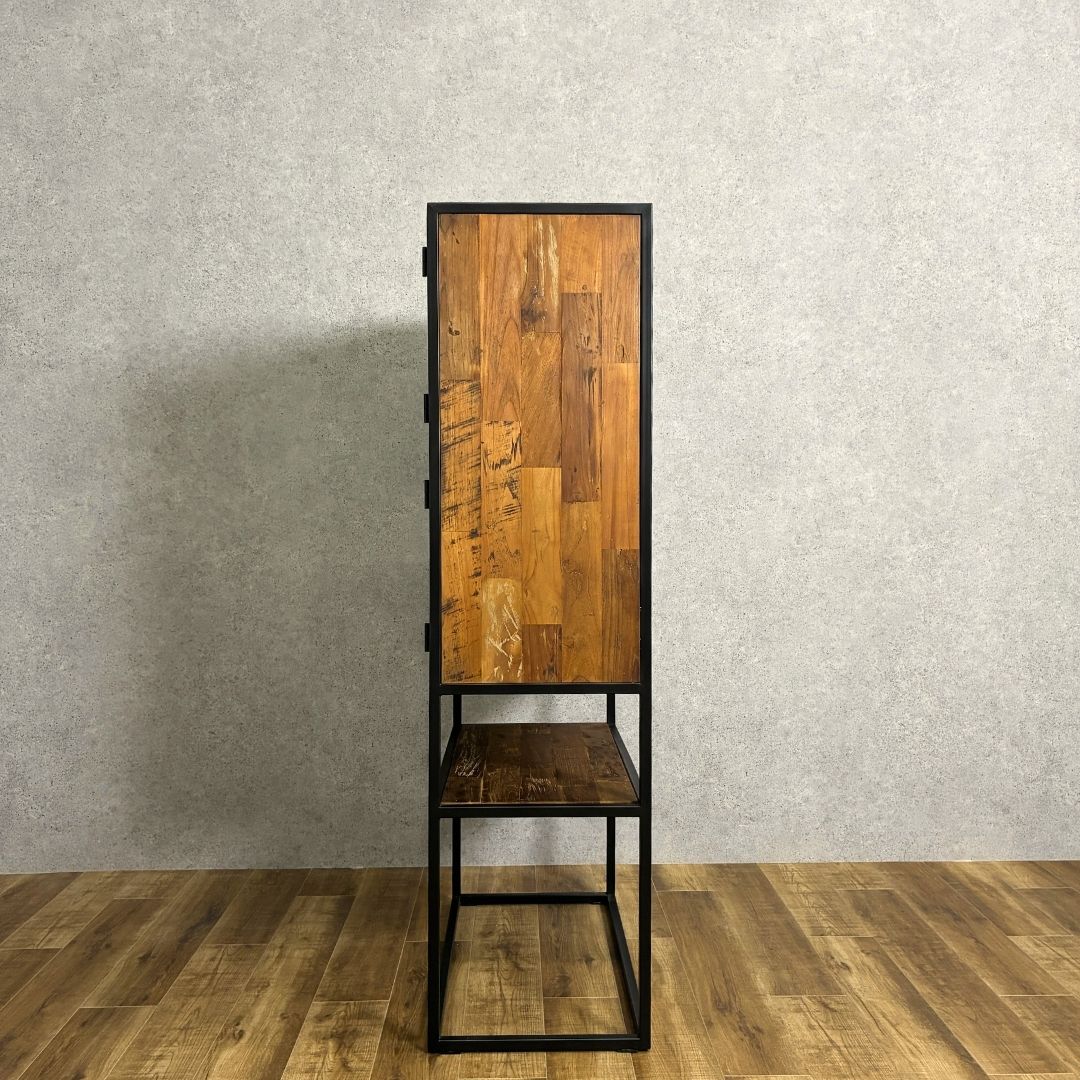 【新品・未使用】ASPLUND Living-in By Romy's SALVAGE CABINET 4GLASS DOORS アスプルンド リビングインバイロミーズ サルベージキャビネット4グラスドア ガラスキャビネット ナチュラル ブラック【YD100ランク】