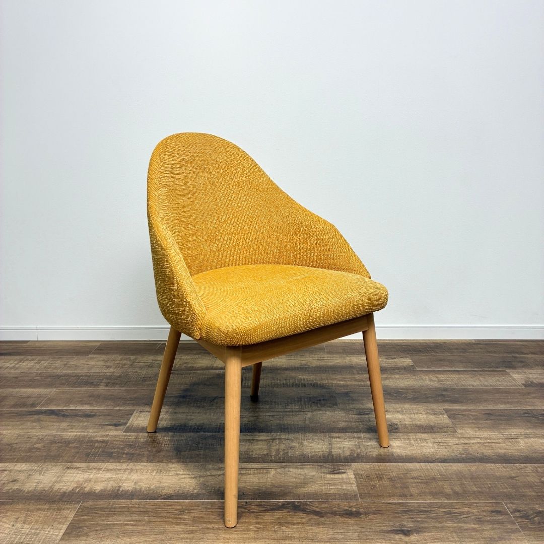 樂天商城 - ADAL アダル Ray Arm Chair レイ アーム チェア 木製脚 イエロー ファブリック ウッド脚 ナチュラル ダイニングチェア 黄色【中古】【YB100ランク】