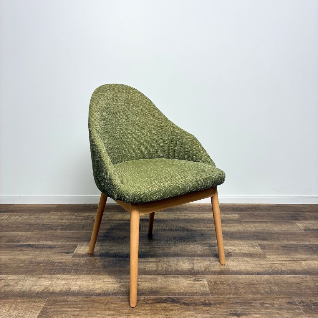 樂天商城 - ADAL Ray Arm Chair Green アダル レイ アーム チェア 木製脚 グリーン ファブリック ウッド脚 ナチュラル ダイニングチェア 緑【中古】【YB100ランク】