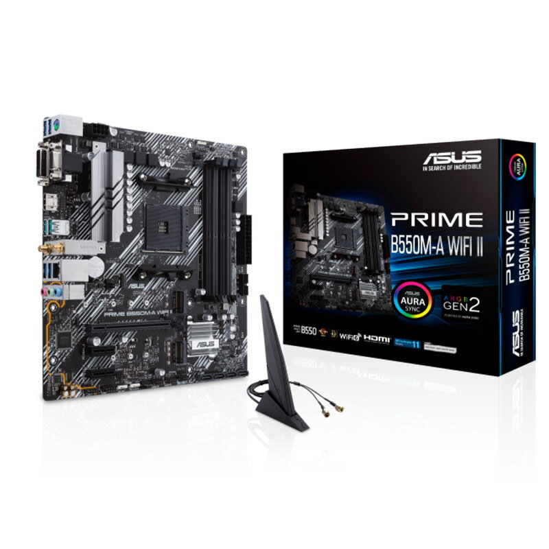 ASUS PRIME B550M-A WIFI II microATX}U[{[h B550`bvZbg AM4Ή DDR4 PCIe4.0 1GbC[Tlbg Wi-Fi6 USB3.2 s 㗝XyViz