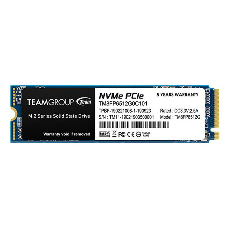 Team MP33 PCIe Gen3 x4 NVMe M.2 SSD 512GB ; 1,700 MB/s / 1,400MB/s ; 220K/200K IOPS; 350TBW TM8FP6512G0C101 SSD 代引不可 お取り寄せ【新品】