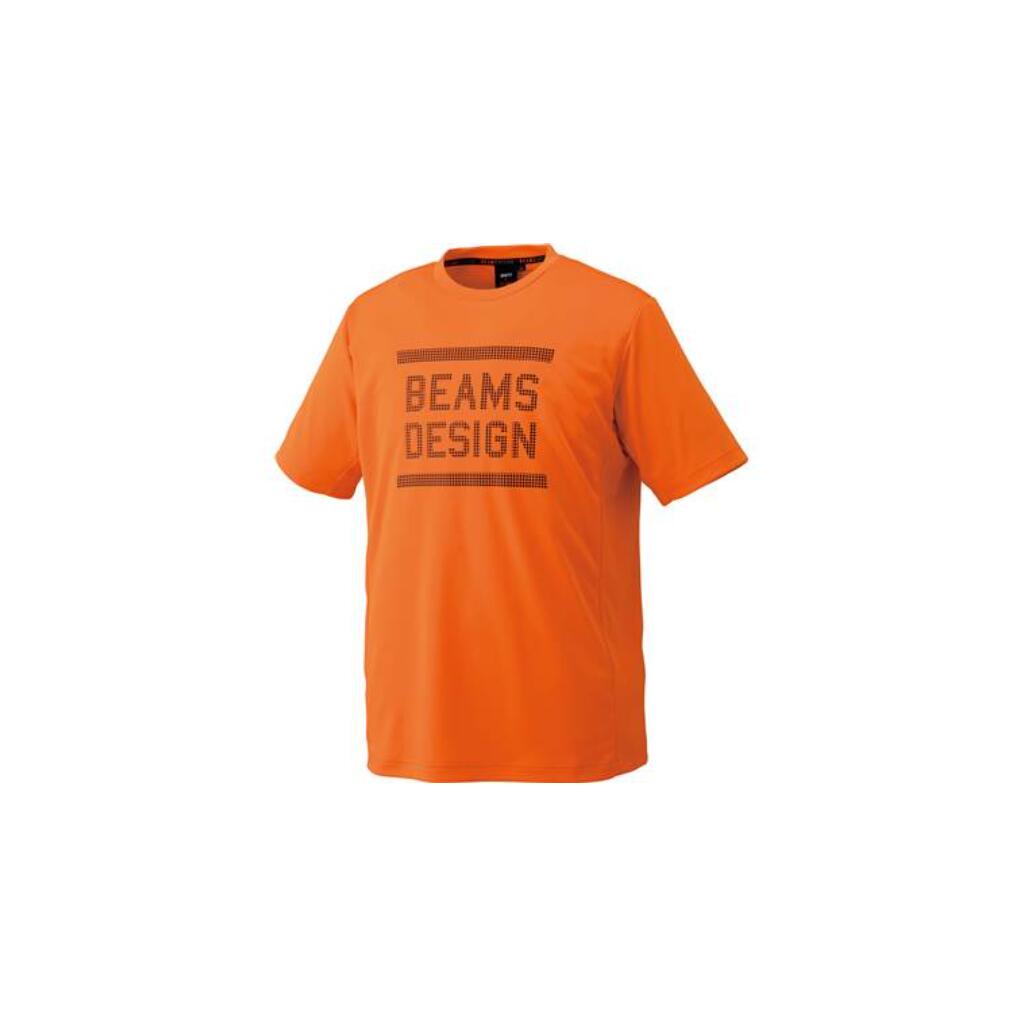■素材：ポリエステル100% ■カラー：オレンジ×ブラック(5619) ■サイズ：MフロントのBEAMS DESIGNロゴは、電光掲示板をイメージしたドット柄で表現。 吸汗速乾のバックホールドメッシュを採用したベーシックTシャツ。