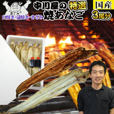 【国産 お試し♪】アナゴ（焼きあなご）中川屋の焼きあなご3尾分!!うなるほど美味いアナゴ料理のこの逸品！鰻の蒲焼きや煮あなごとは違う上品な味！アナゴ料理 国産あなご 焼き あなご 穴子 焼あなご【国内産】