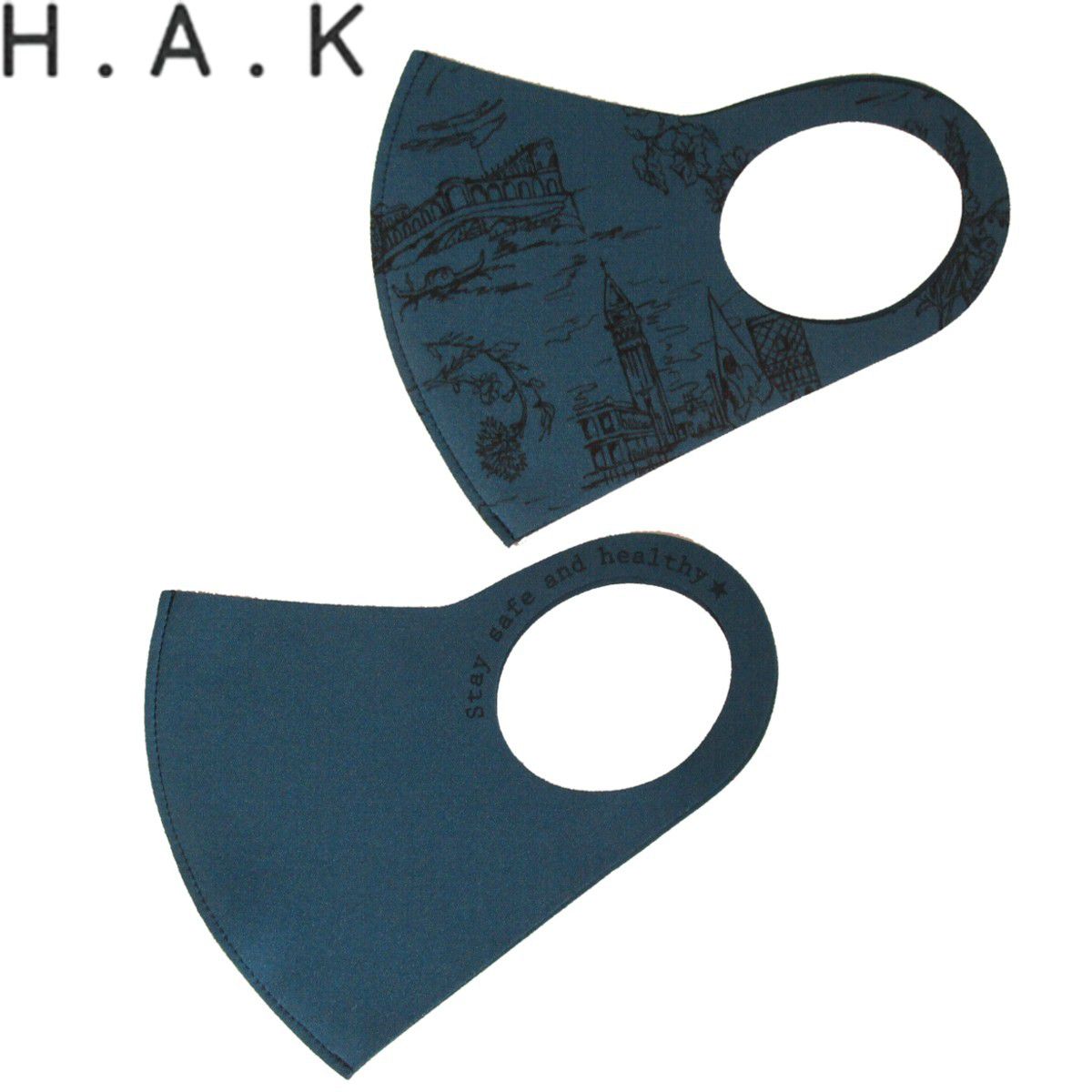 30%OFF SALE(セール) H.A.K(ハク) 洗えるマスク 風景柄&ロゴ立体マスク2枚セット レディース 大人用 全4色 立体マスク ファッションマスク HAKKA ハッカ 日本製 フリーサイズ 春 夏 マスク 花粉症対策