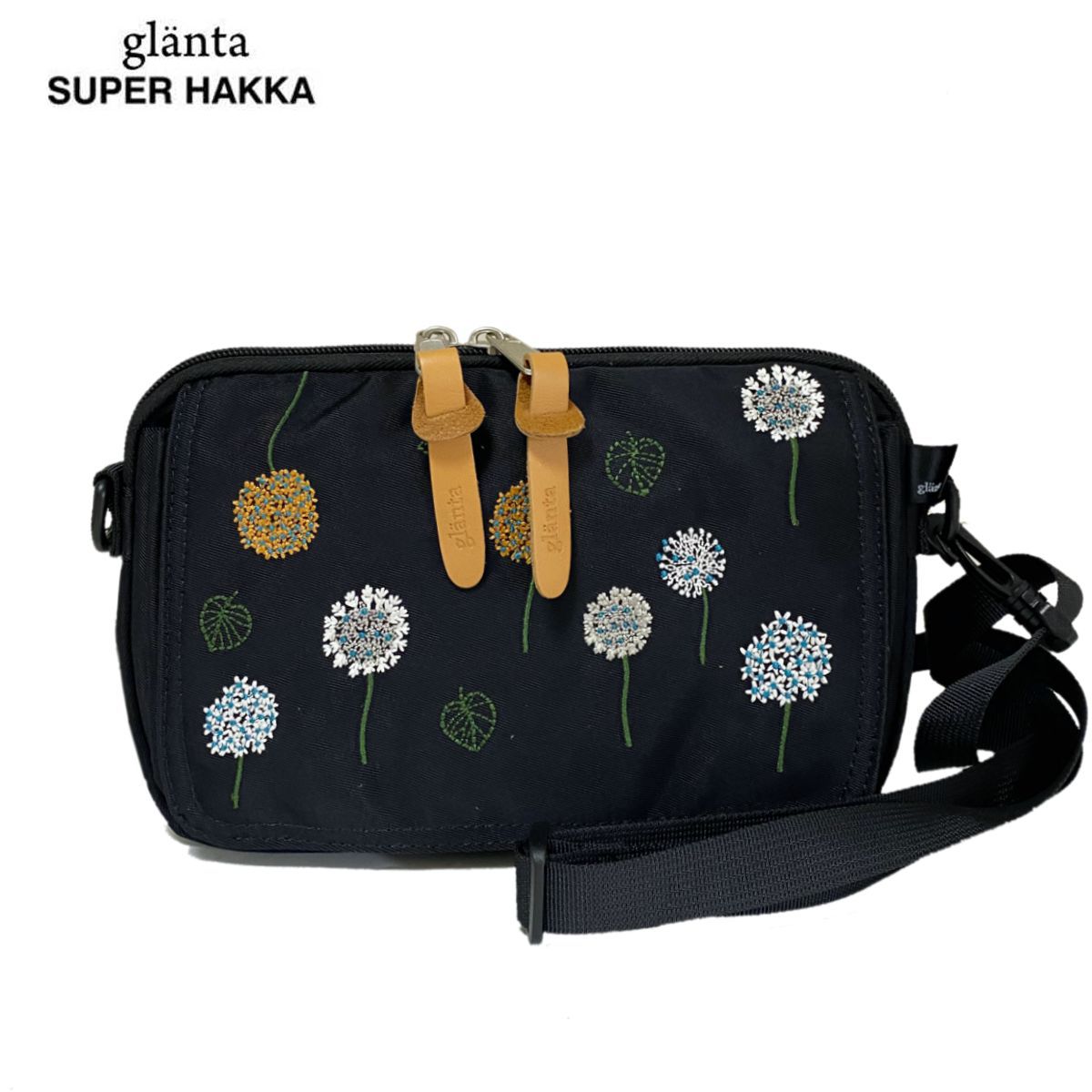 SUPER HAKKA(スーパーハッカ) glanta (グレンタ) フラワーボール刺繍ウォレットショルダーバッグ 全3色 BAG 花柄 刺しゅう レディース..