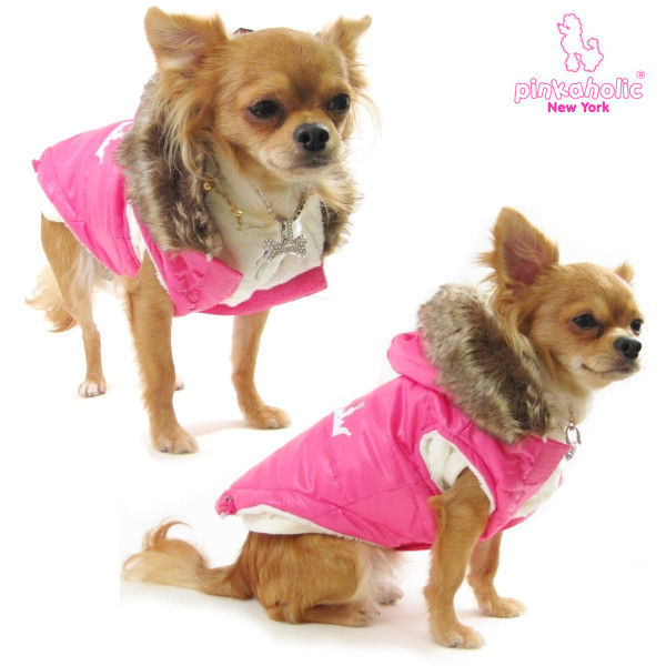 Pinkaholic NewYork(ピンカホリックニューヨーク) ファー付きフードブルゾンNORWICH 犬服 ドッグウェア 小型犬用品 子犬 おしゃれ ペット チワワ トイプー ヨーキー