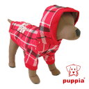 Puppia(パピア)のLOVE HOOD(ラブフード)チェックプリントパーカ チェック地にスパンコールでLOVEのロゴをあしらった目を引くパーカです。 コットン素材で着心地はGOOD！！ 背中にリード穴が開いています。 ※上の写真をクリックすると大きな写真が見れます☆ サイズ S M L 首周り 胴周り 着丈(背中) 着丈(お腹) 24cm 33cm 19cm 15cm 28cm 37cm 24cm 18.5cm 32cm 44cm 28.5cm 22cm カラー ブラウン レッド 素材 コットン100% ◎16:30までのご注文は当日発送いたします。 到着予定は【お届けの目安】 をご覧くださいませ。 (配達日時指定のある場合はその指定に合わせて発送させていただきます。)　