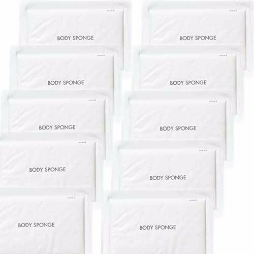 【送料無料・日時指定不可】お試し ボディスポンジ(バススポンジ) ホテルアメニティ 圧縮 使い捨て 海綿タイプ 厚み 30mm (1セット10個入)