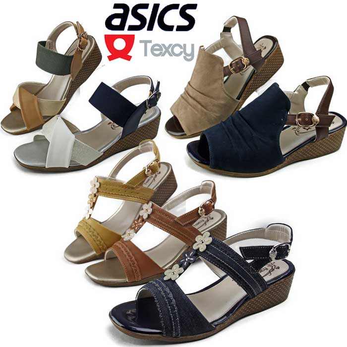 アシックス商事 Texcy テクシー サンダル 花サンダル レディース ダークブラック SS TL-15830