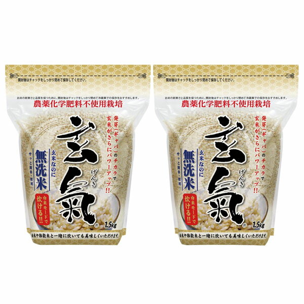 川島米穀店 無洗米の発芽玄米 玄氣 1.5kg 無農薬 真空パック 無農薬 玄米 無洗米 2パック