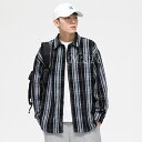 メンズ シャツ ストライプ シェリルシャツ 春 秋 シャツジャケット かっこいい 大きいサイズ 白黒 ブルー M L XL XXL 3XL 4XL