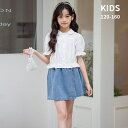 子供服 シャツ スカート セット デニムスカート ショット 白シャツ 半袖 フリル かわいい カジュアル 2点セット 女の子 洋服 ドレス デニムスカートセット かわいい 120 130 140 150 160 170