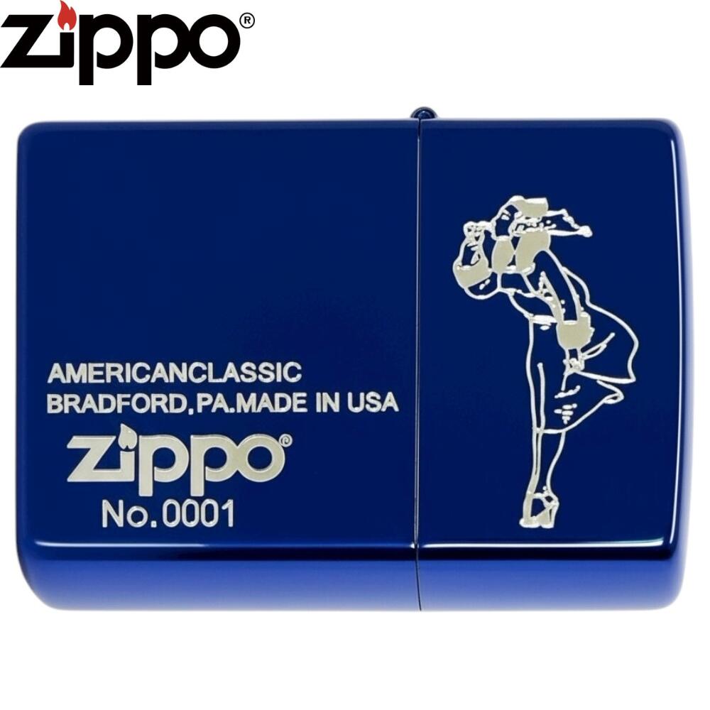 Zippo 2BL-SIDEWINDY ジッポー ウィンディー WINDY ガール アメリカンクラシック デザイン ブルー シルバー 限定 シリアルナンバー 入...