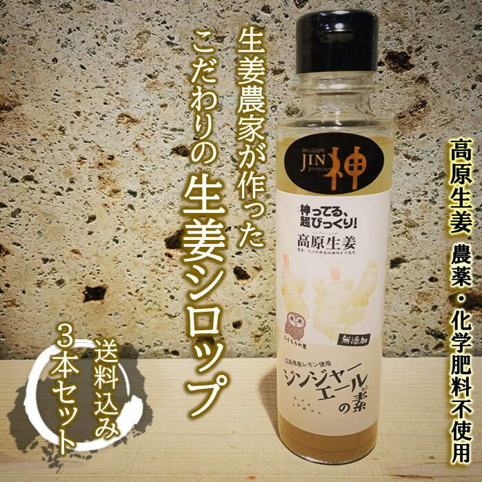 国産原料 生姜 送料無料国産 生姜 シロップ 150ml×3本セット しょうが 広島産レモン使用 ジンジャーエール 健康志向 無添加 農薬 化学肥料 不使用 生姜湯 健康食品 こだわり原料 健康ドリンク 神石高原 高原野菜 ヘルシー ビューティー 健康 食品 広島 名産