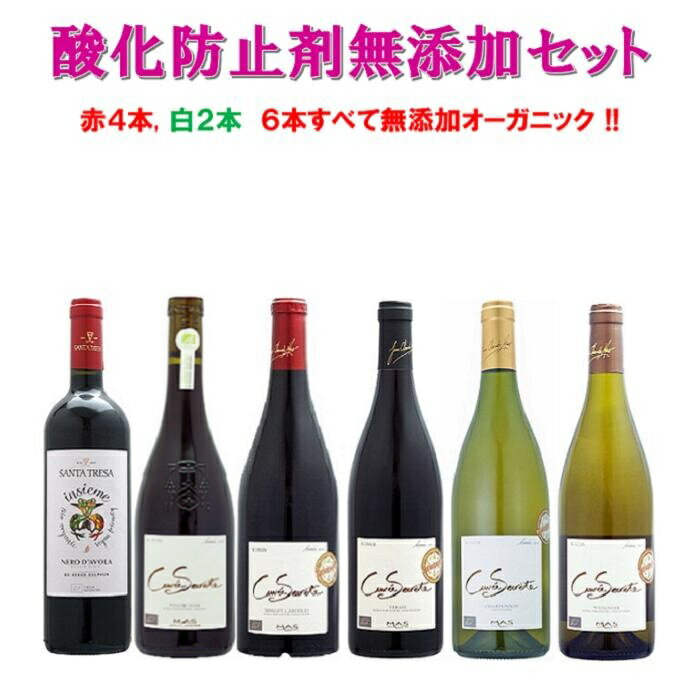お歳暮 クリスマス ワイン オーガニックワイン 酸化防止剤無添加 酸化防止剤無添加ワイン 無添加ワイン 無添加 オーガニック 【6本すべて酸化防止剤無添加】最高...