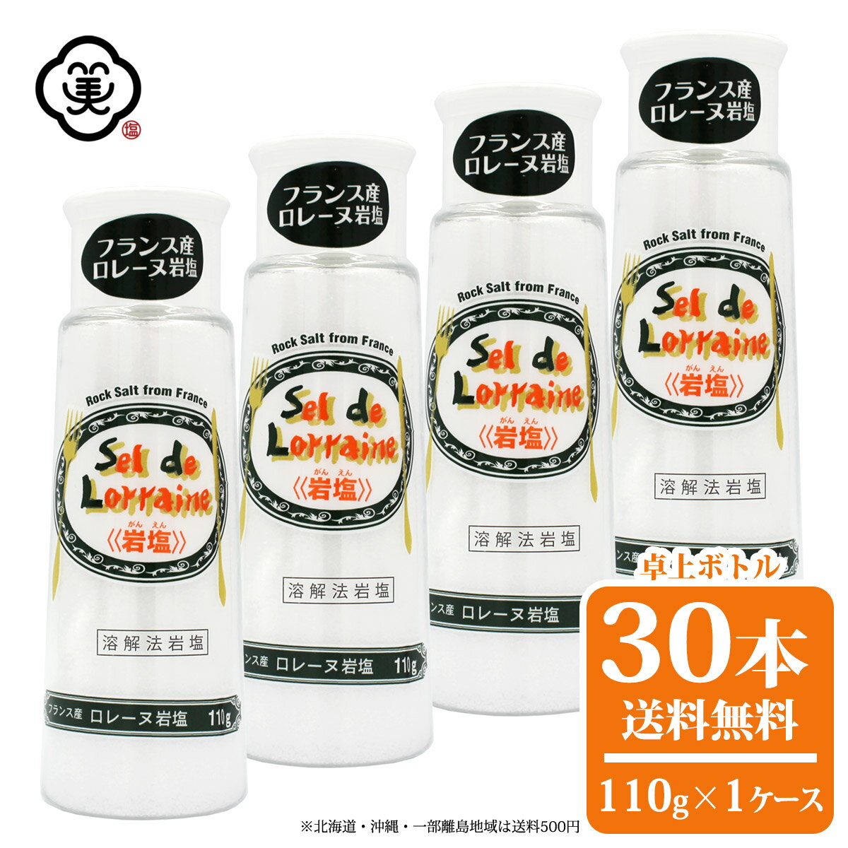 白松 フランス産 ロレーヌ岩塩 110g × 1ケース(30本) 卓上ボトル さらさらタイプ 溶解方岩塩 しお 食塩 天然の岩塩層 (フランス・ロレーヌ地方産) 海外産 お塩