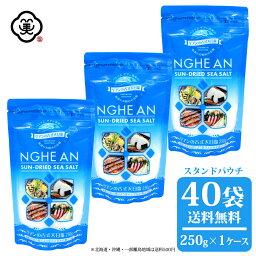 白松 ゲアンの古式天日塩 250g × 1ケース(40袋) スタンドパウチ 粗塩タイプ 入浜式塩田 天日塩田 しお 食塩 海水 (ベトナム・ゲアン省産) 海外産 お塩