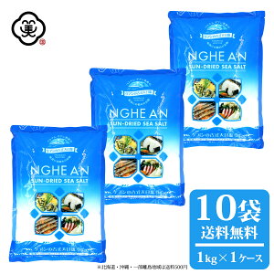 白松 ゲアンの古式天日塩 1kg × 1ケース(10袋/10kg) 粗塩タイプ 入浜式塩田 天日塩田 しお 食塩 海水 (ベトナム・ゲアン省産) 海外産 平袋 お塩