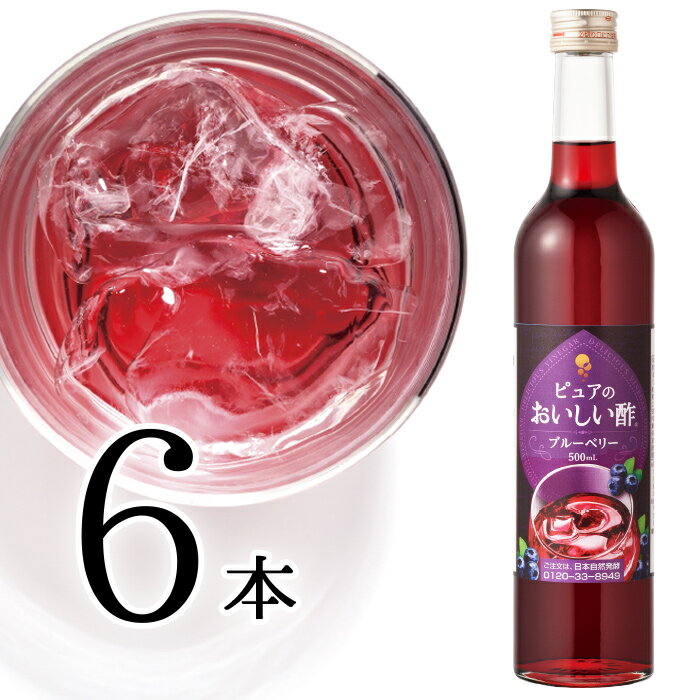 フルーツビネガー ブルーベリー 日本自然発酵 500ml×6本酢 お酢 フルーツビネガー 飲む酢 果実酢