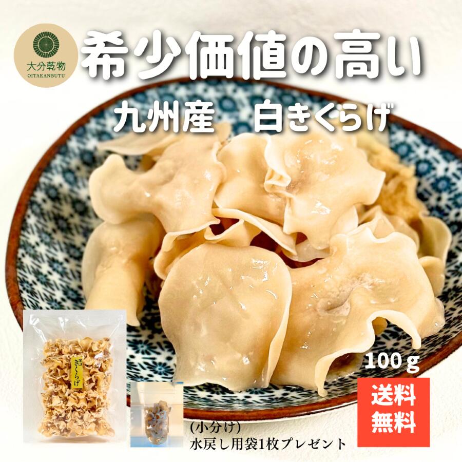 生産者直販価格 産地直送 九州産 白きくらげ 100g 無農薬 きくらげ 肉厚 戻し袋付 送料無料 産地直送 大分乾物 乾物 国産 健康食材
