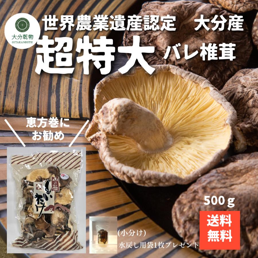 しいたけ問屋メーカー直販価格 産地直送 大分産 原木 大バレ椎茸 500g しいたけ 干し椎茸 干ししいたけ 無農薬 世界農業遺産 業務用 恵方巻 送料無料 産地直送 乾物 大分乾物 国産 大容量 健康食材